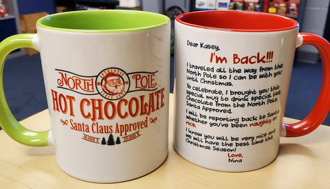 11 OZ. PERSONALIZED HOT CHOCOLATE MUGS, GIFT FROM HOLIDAY ELF